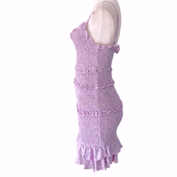 MINX & MOSS mauve purple floral bodycon Dress Ruffles - Picture 5 of 8